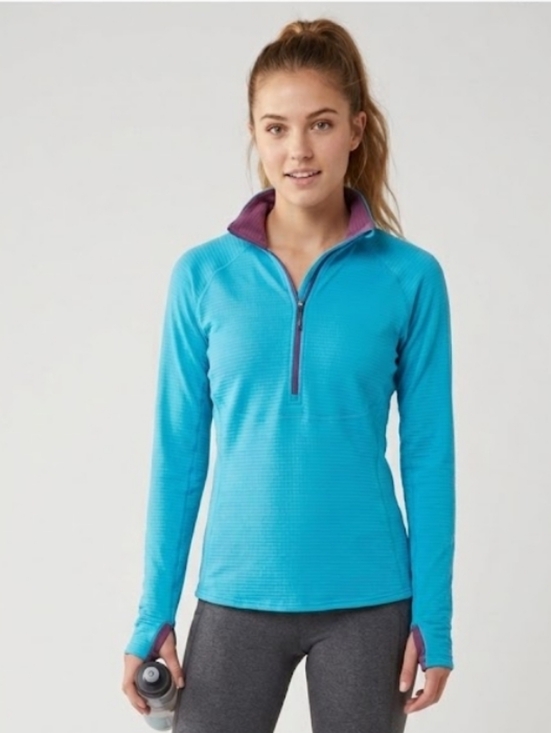 Patagonia Tops - Patagonia Aqua Blue‎ Capilene Quarter Zip Pullover Size Small With Flaw